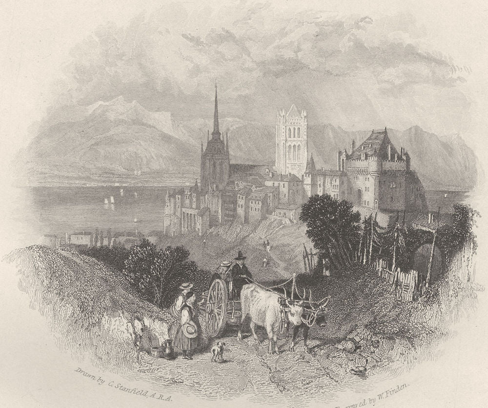 SWITZERLAND. Lausanne ; Finden 1833 old antique vintage print picture